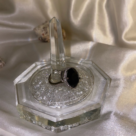 Silver Black Chunky Ring with Diamond Edges 🖤💍 - Picture 4 of 11